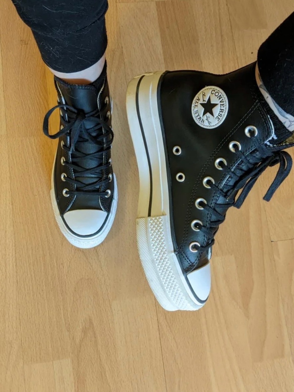Converse Black High Top Sneakers with White Toe Cap